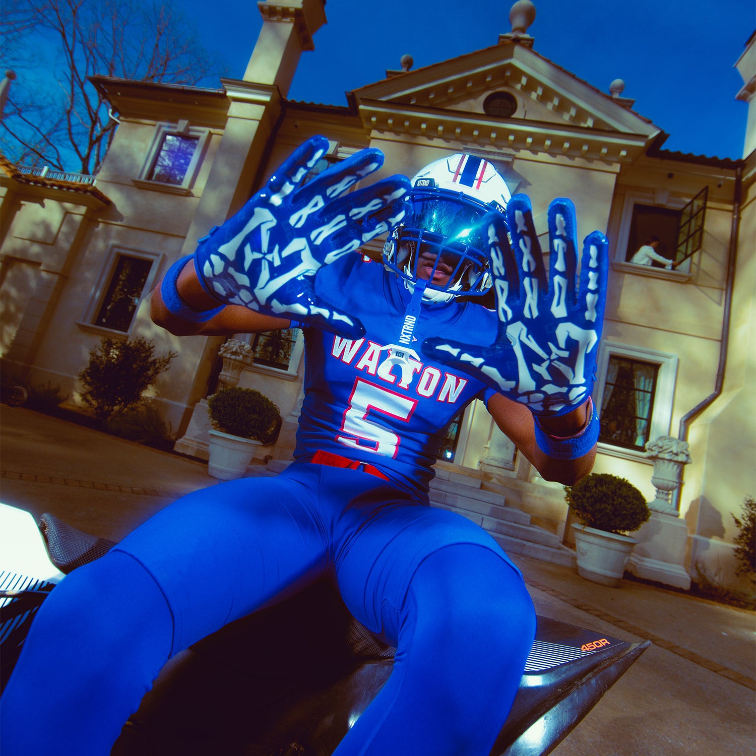 NXTRND G2® Pro Skeleton Football Gloves Blue & White