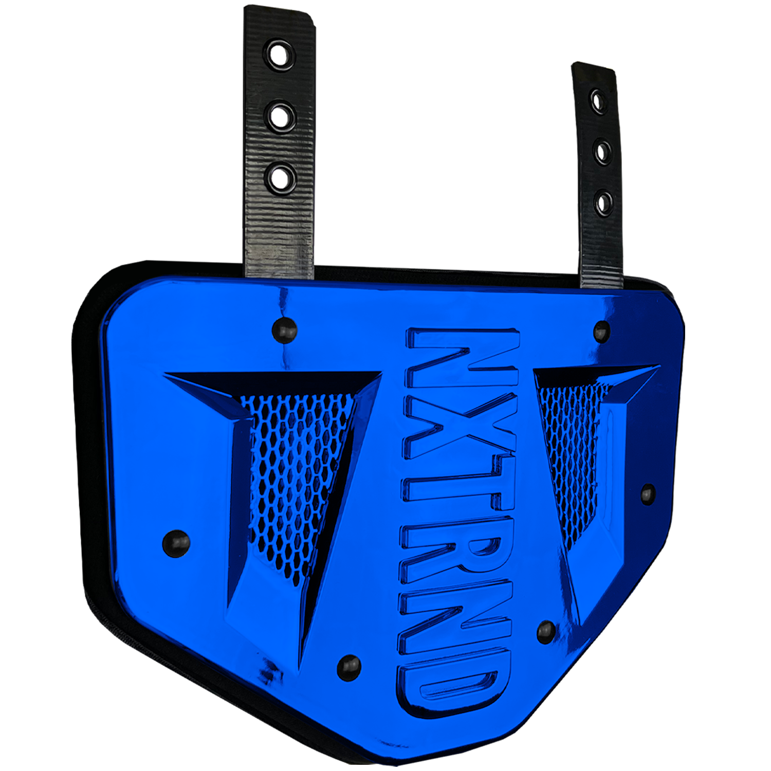NXTRND B-PLATE® Football Back Plate Chrome Blue