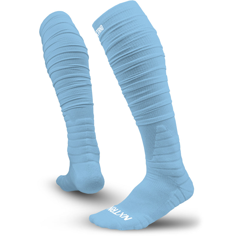 Load image into Gallery viewer, NXTRND XTD™ Scrunch Football Socks Columbia Blue
