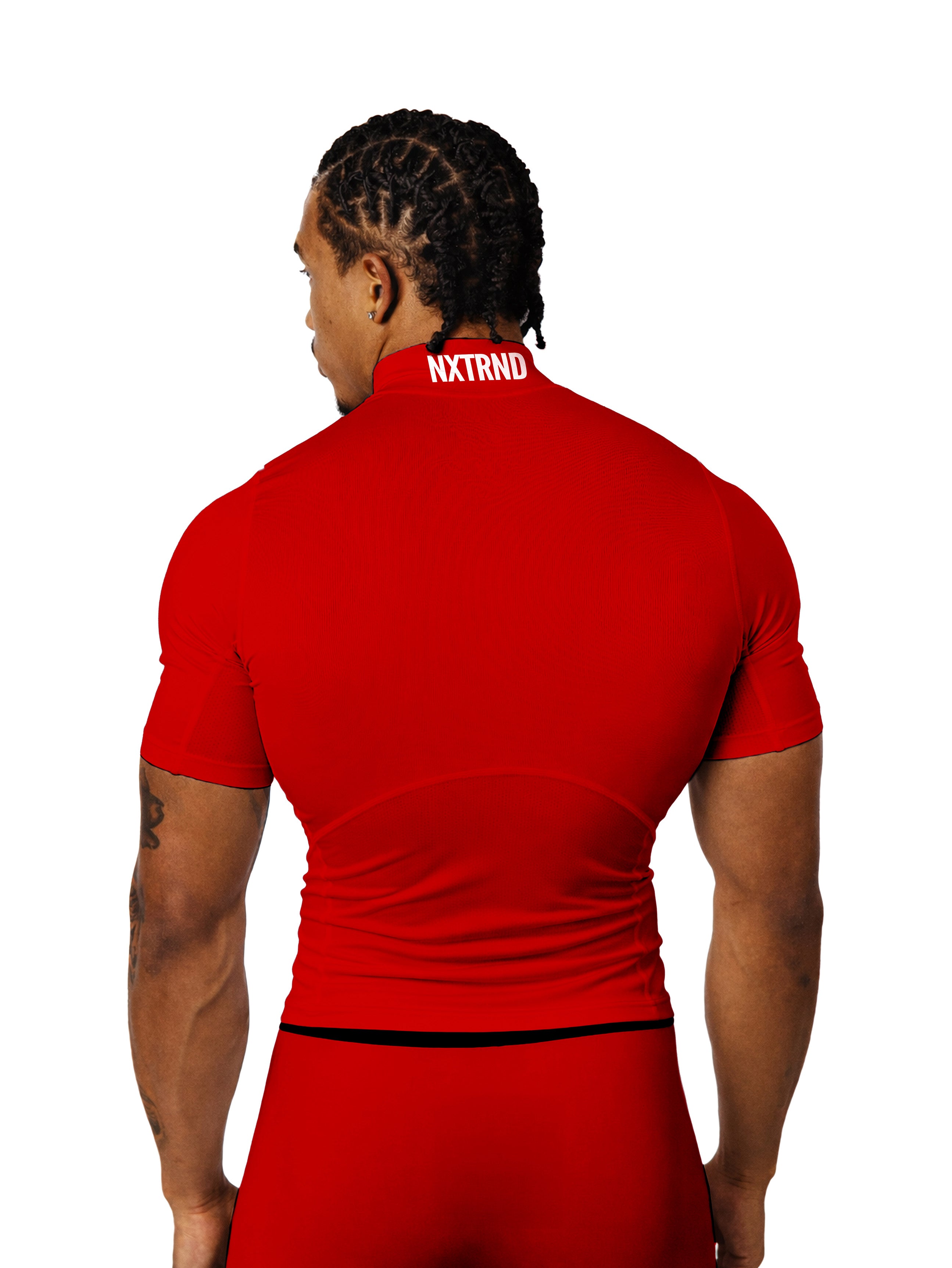 Nxtrnd Core Col roulé à manches courtes de compression rouge