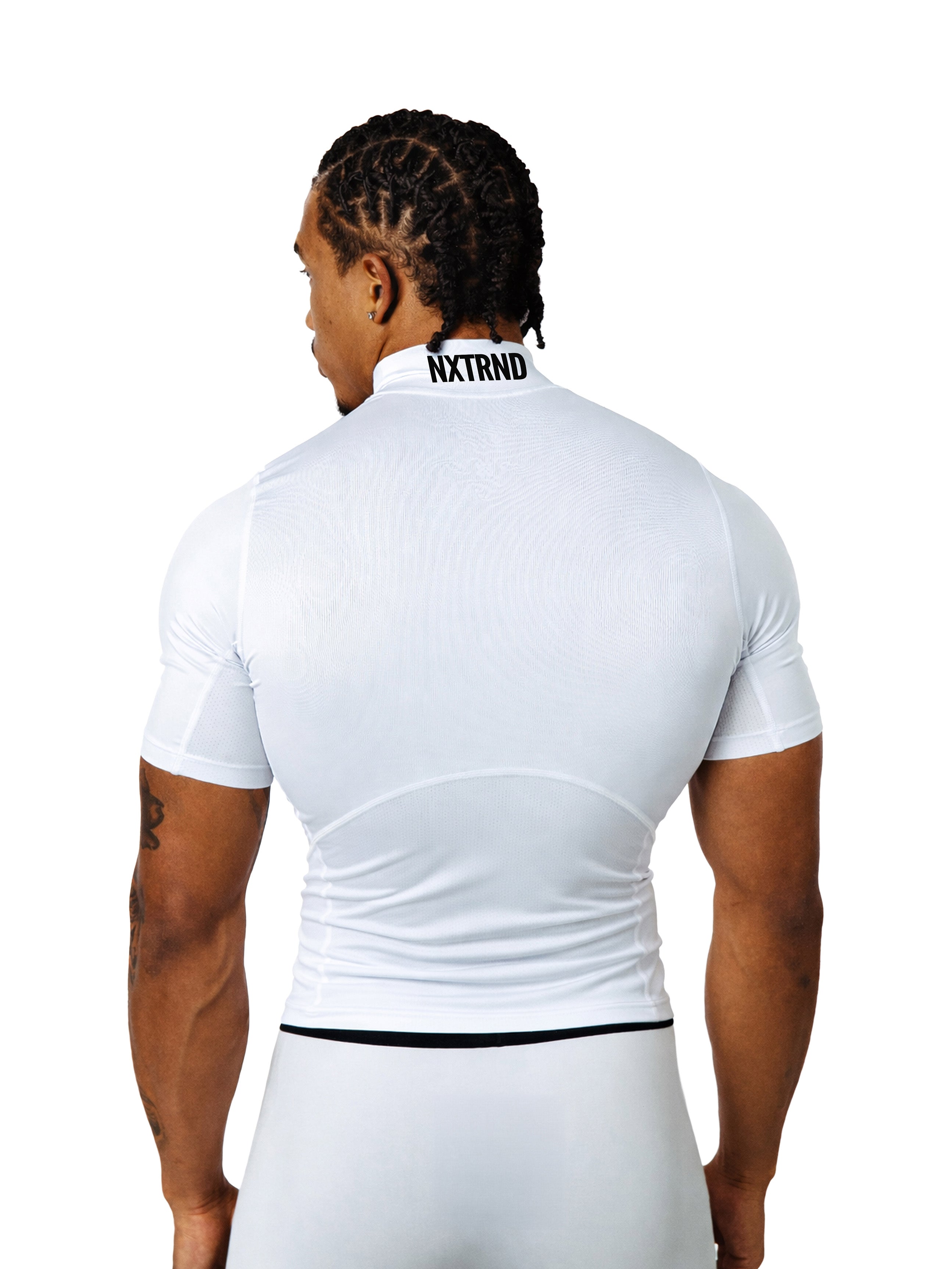Nxtrnd Core Col roulé à manches courtes de compression blanc