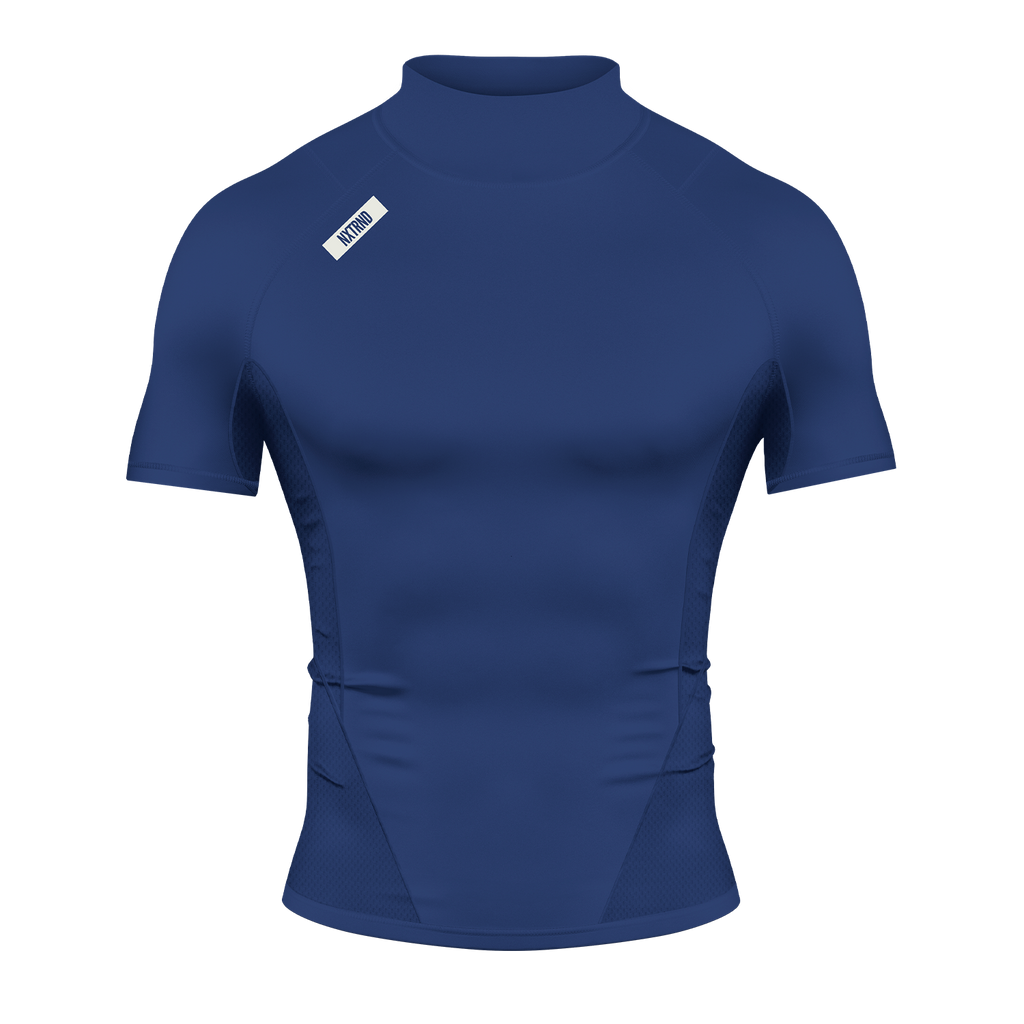 Nxtrnd Core Turtleneck Compression Short Sleeve Navy Blue