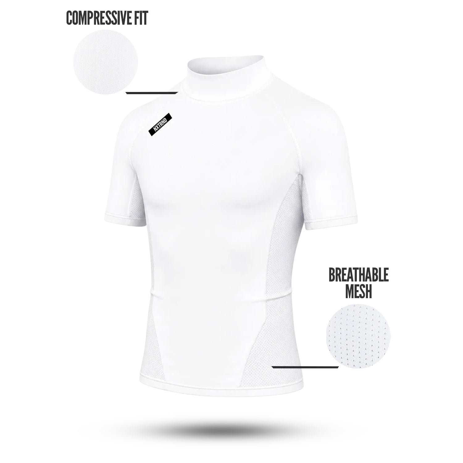 Nxtrnd Core Youth Turtleneck Compression Short Sleeve White