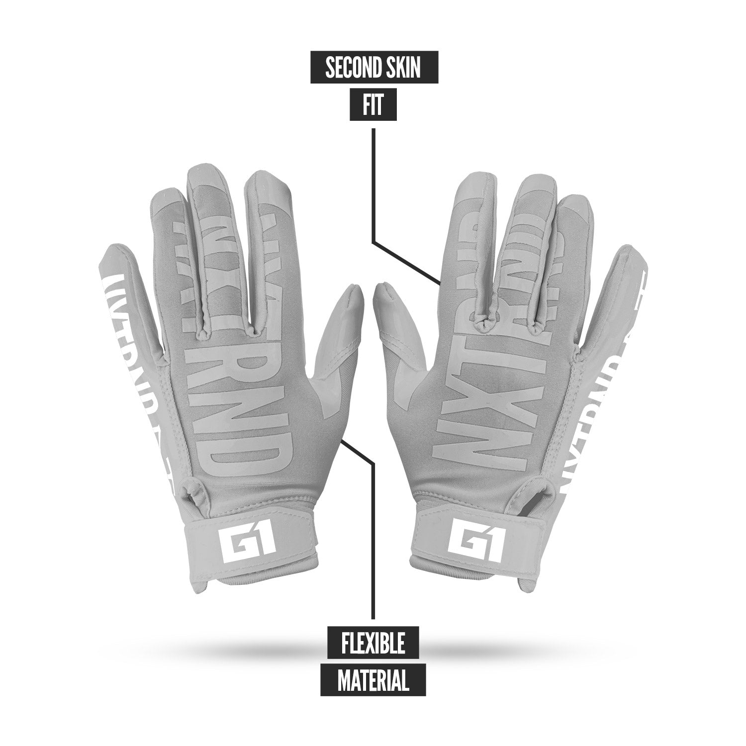 NXTRND G1® Youth Football Gloves Grey