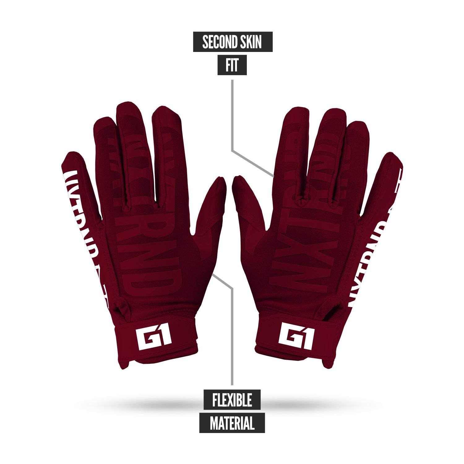 NXTRND G1® Youth Football Gloves Maroon