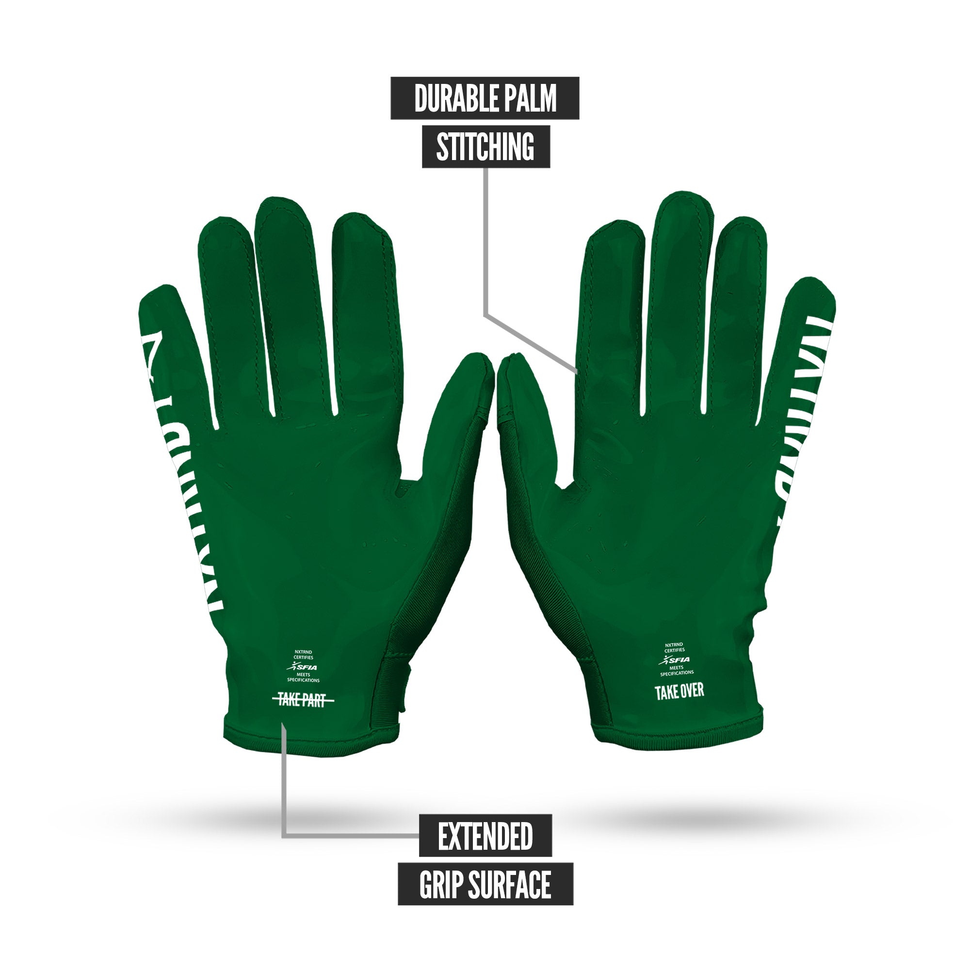 NXTRND G1® Youth Football Gloves Dark Green