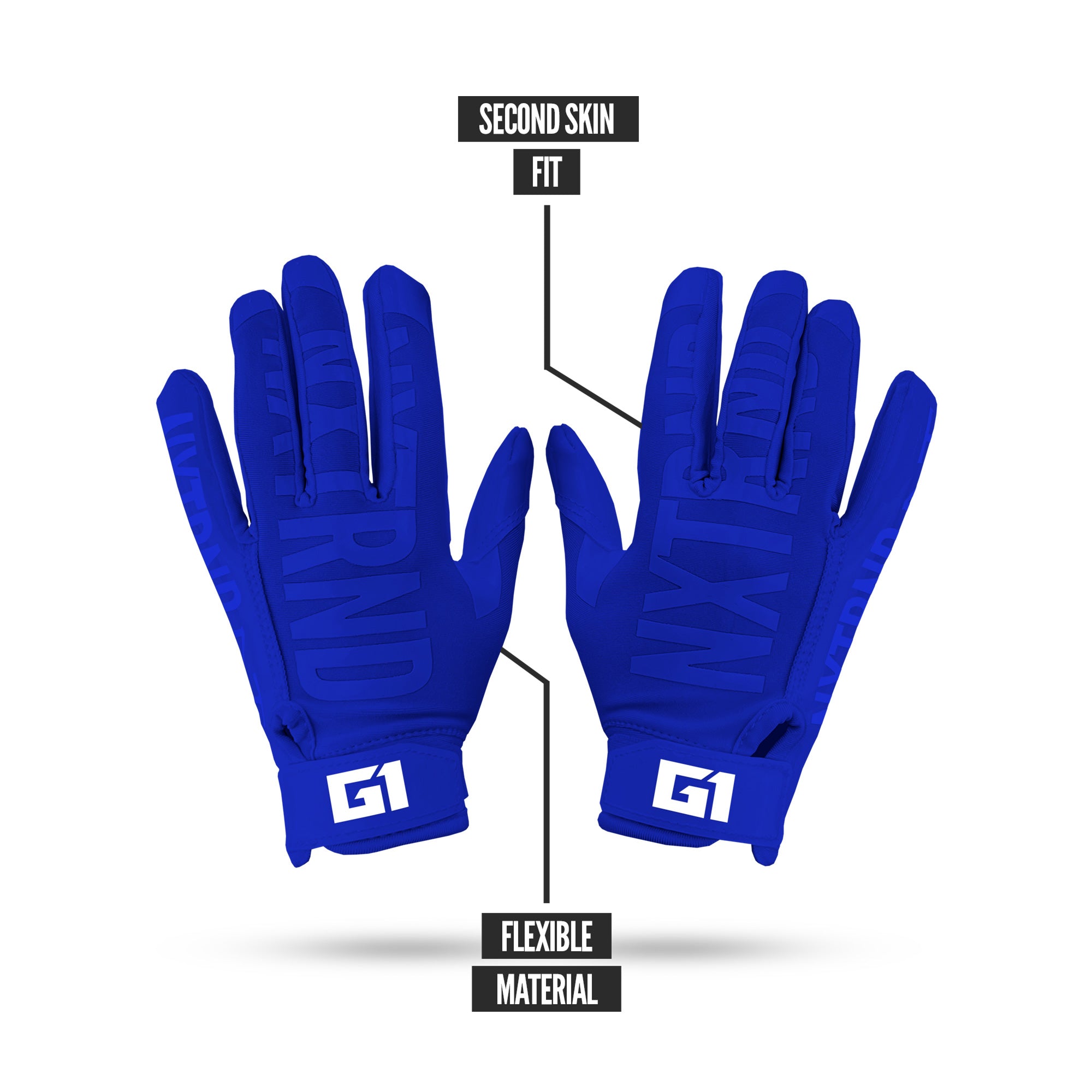 NXTRND G1® Youth Skeleton Football Gloves Blue & White