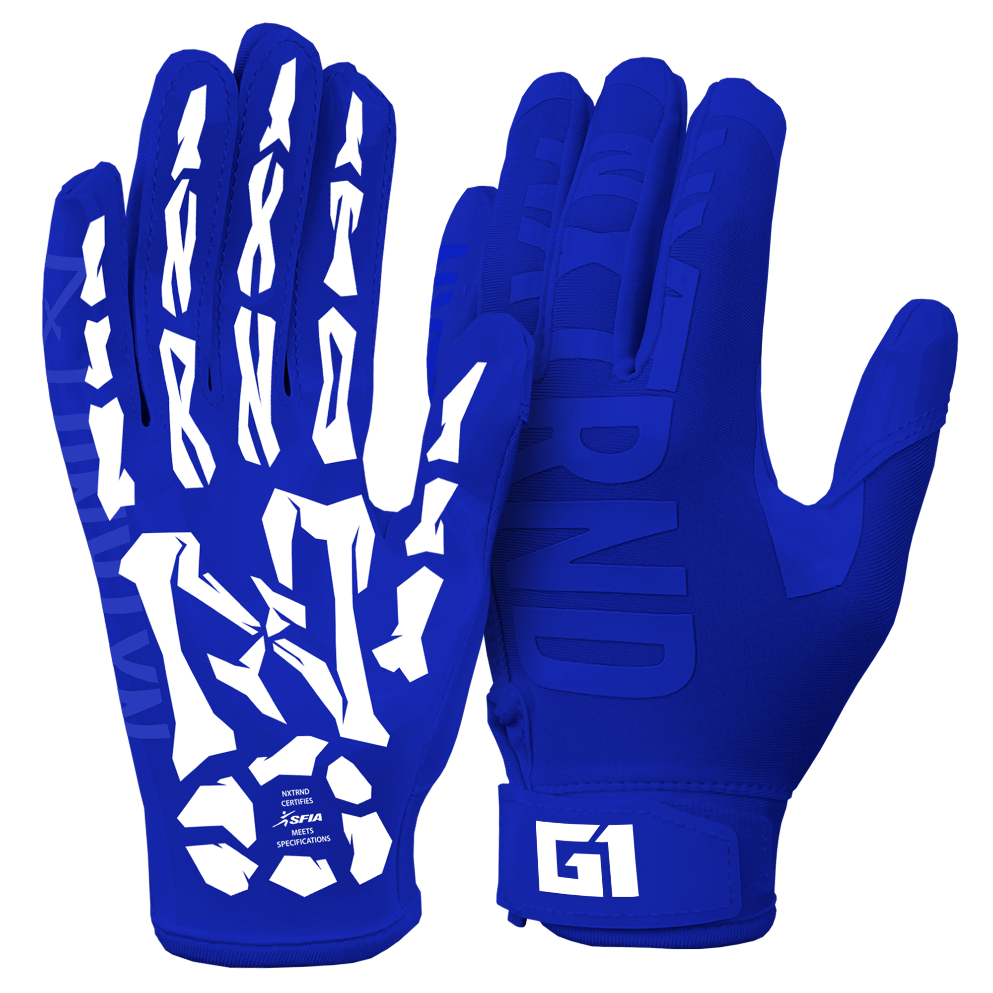 NXTRND G1® Youth Skeleton Football Gloves Blue & White