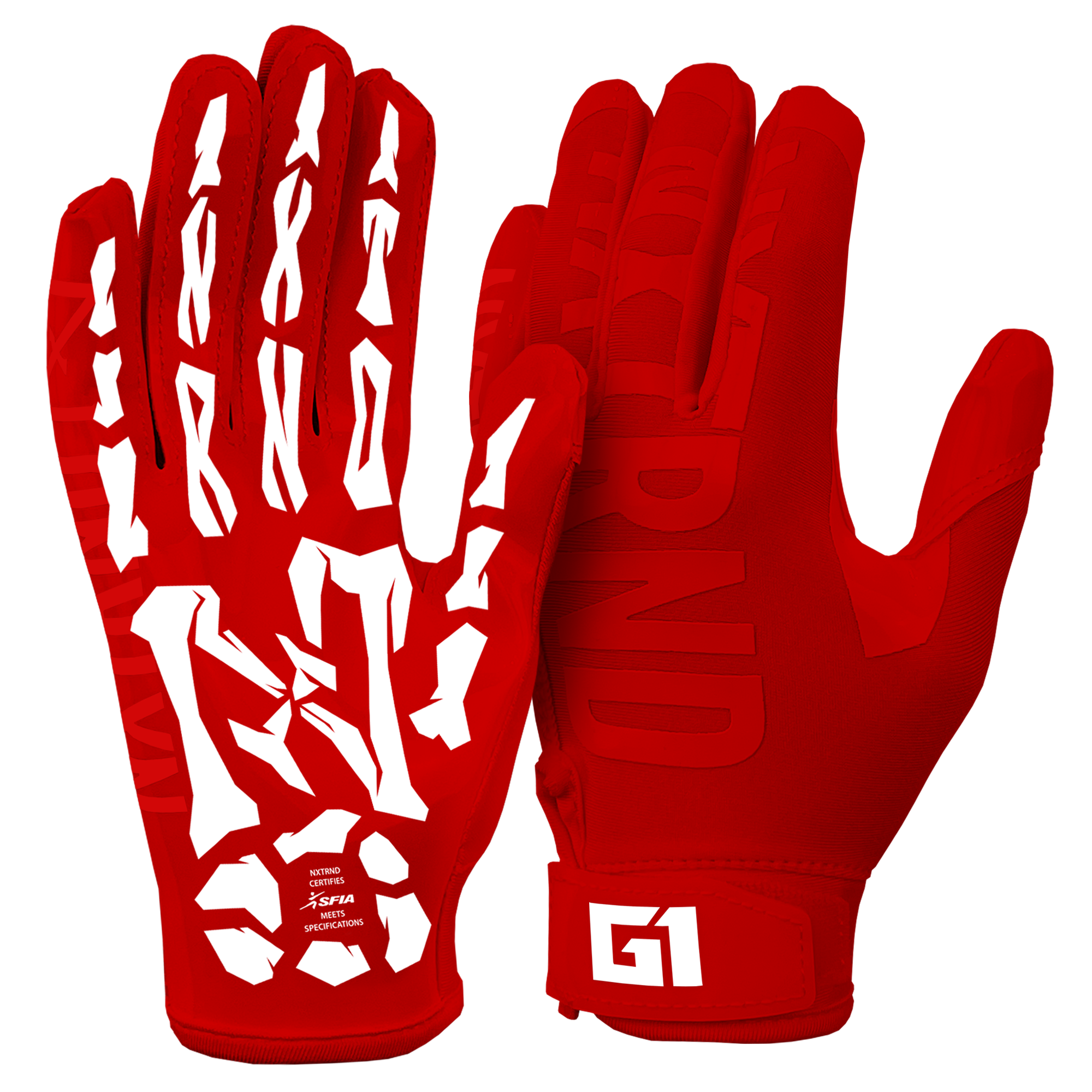 NXTRND G1® Youth Skeleton Football Gloves Red & White