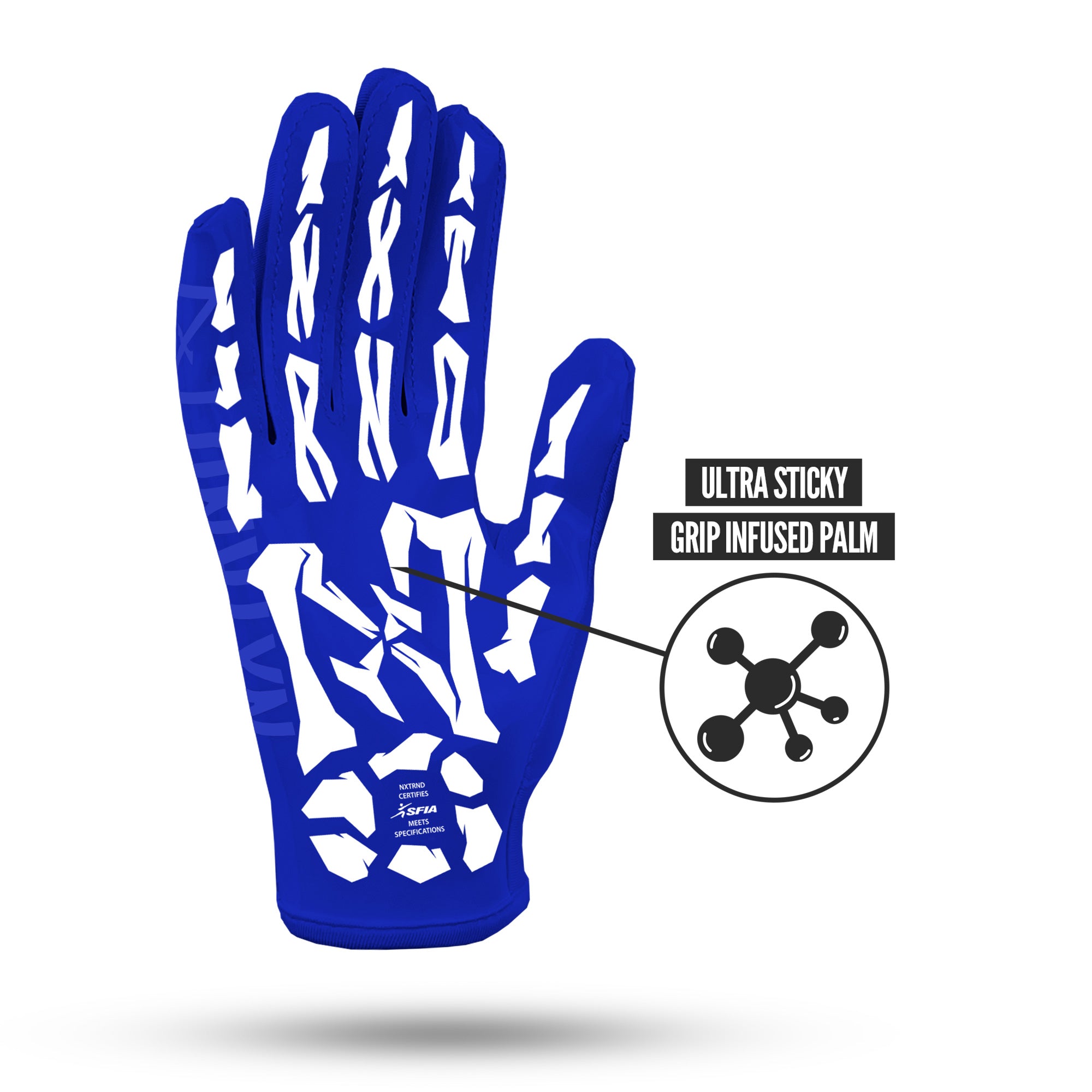 NXTRND G1® Youth Skeleton Football Gloves Blue & White