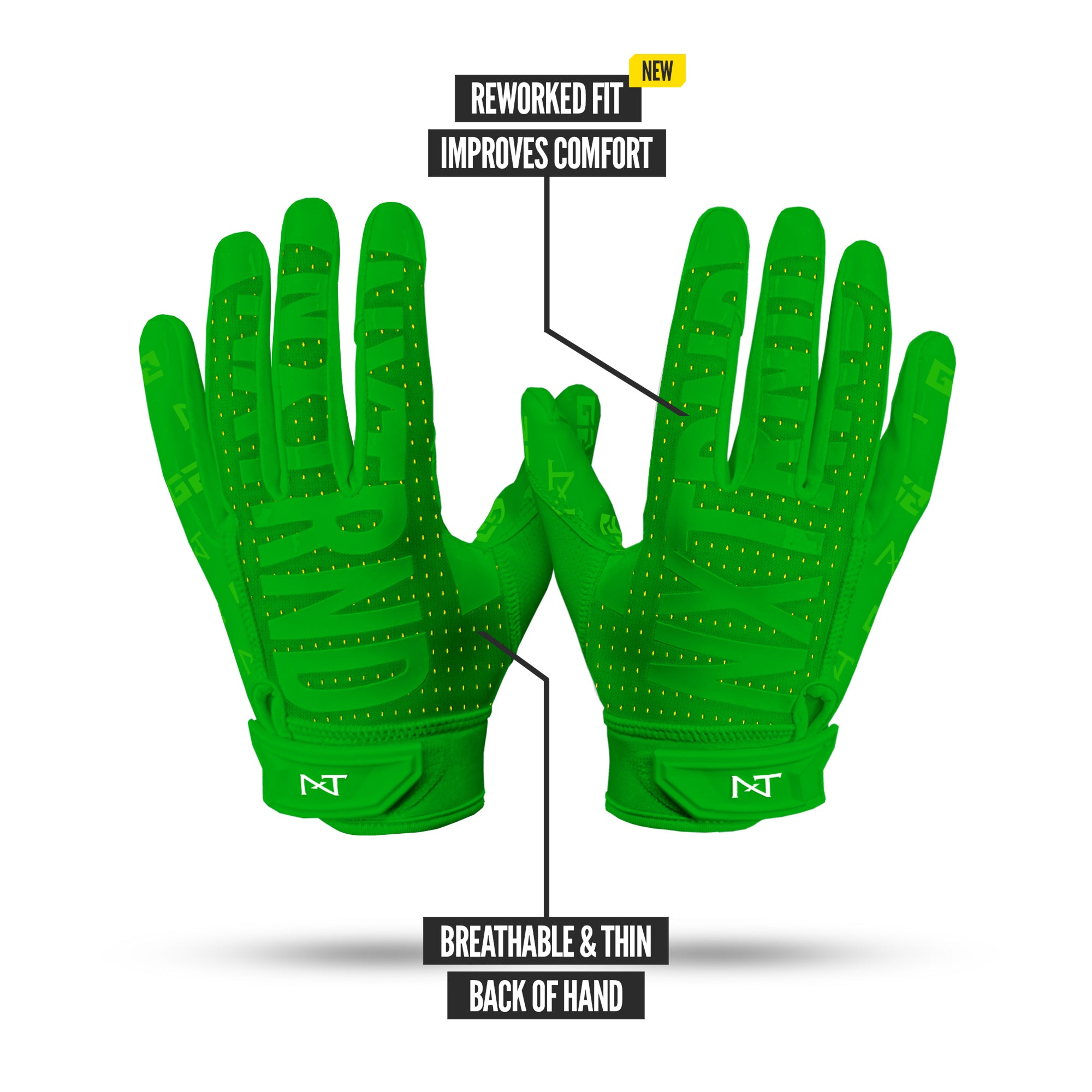 NXTRND G2® Pro Skeleton Football Gloves Green & Yellow