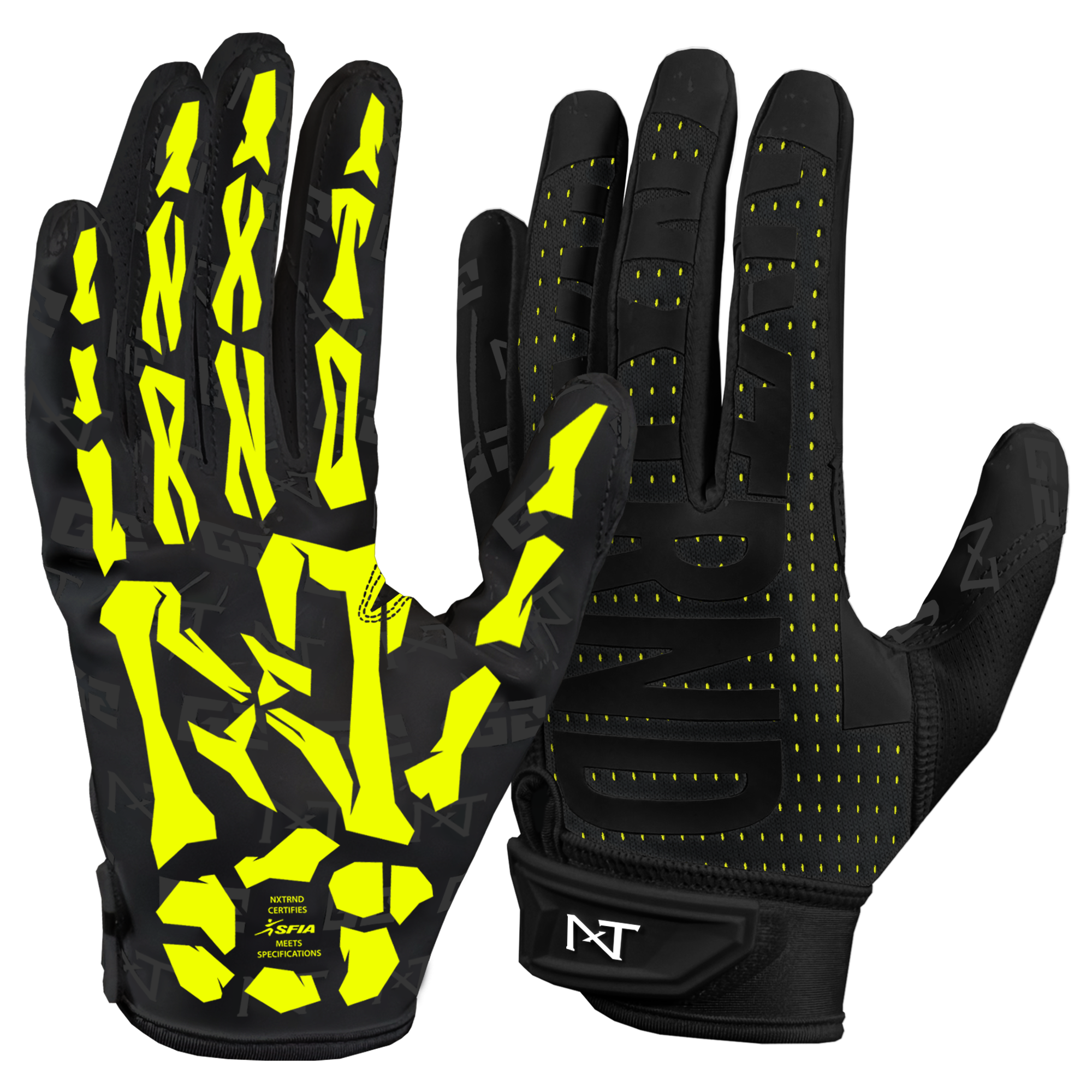 NXTRND G2® Pro Skeleton Football Gloves Black & Yellow