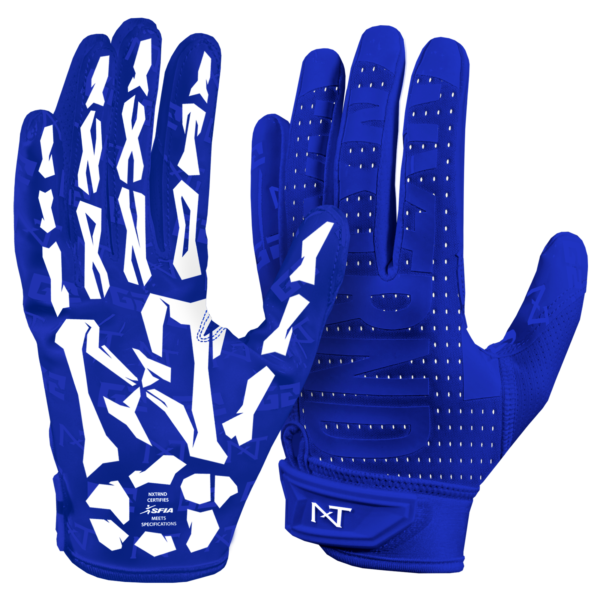 monsters inc football gloves NXTRND G2 Pro Skeleton Football Gloves Blue & White Blue & White / X-Large
