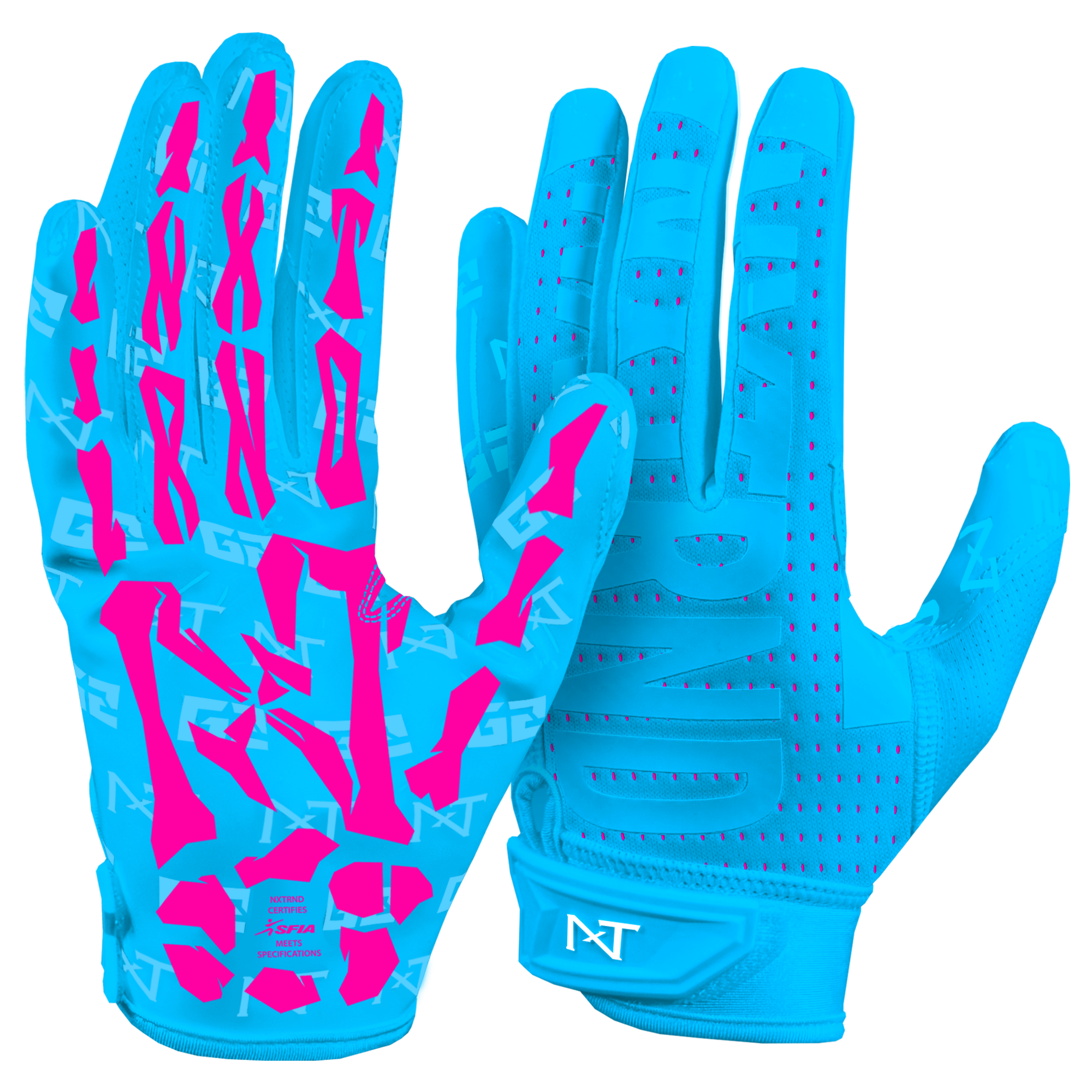 NXTRND G2® Pro Skeleton Football Gloves Neon Blue & Pink