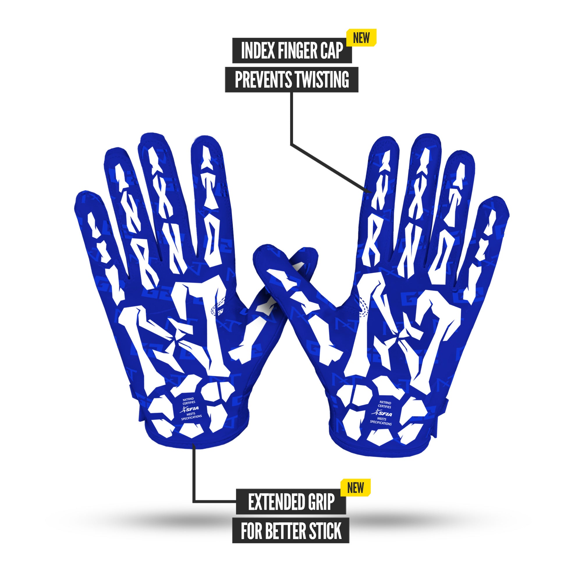 NXTRND G2® Pro Skeleton Football Gloves Blue & White