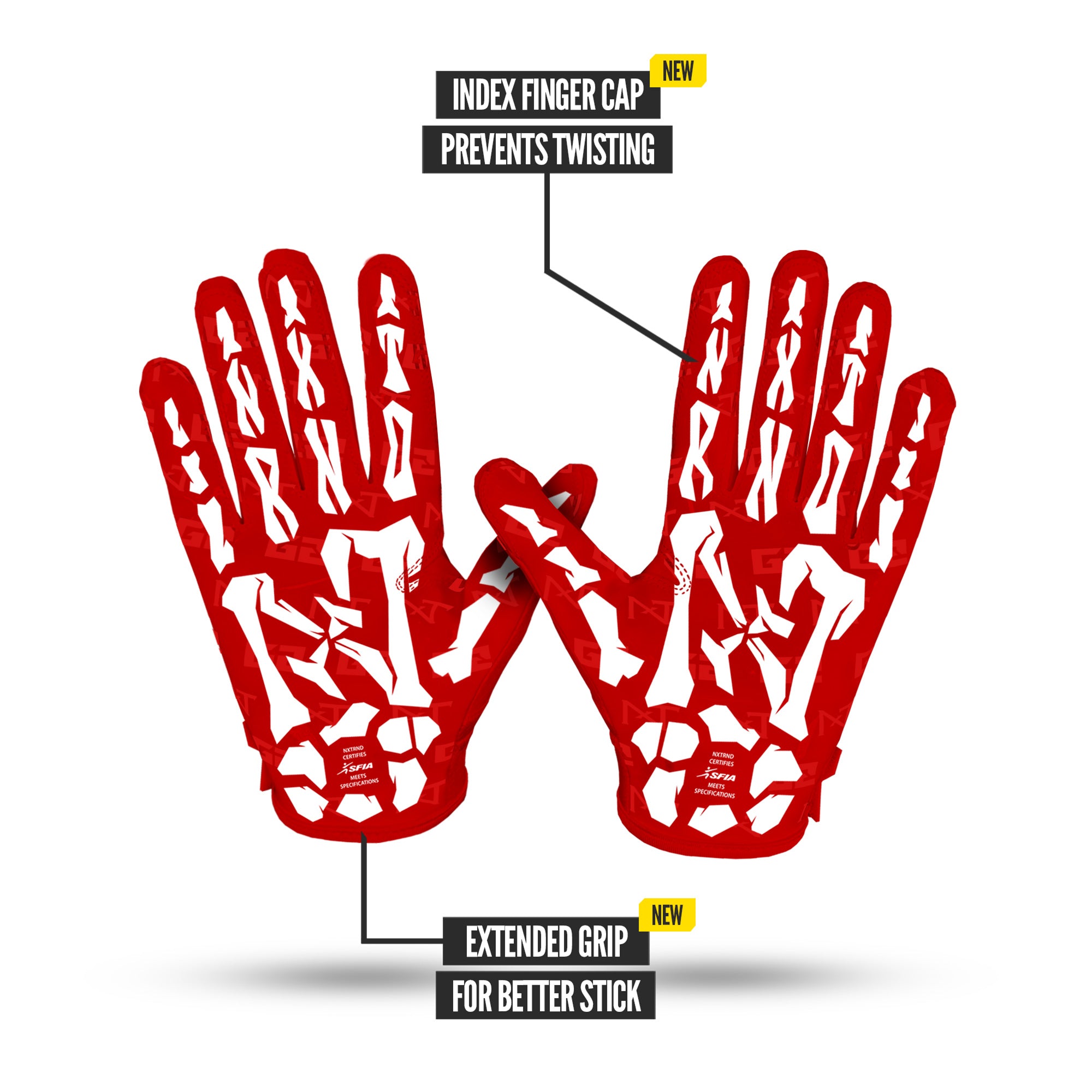 NXTRND G2® Pro Skeleton Football Gloves Red & White