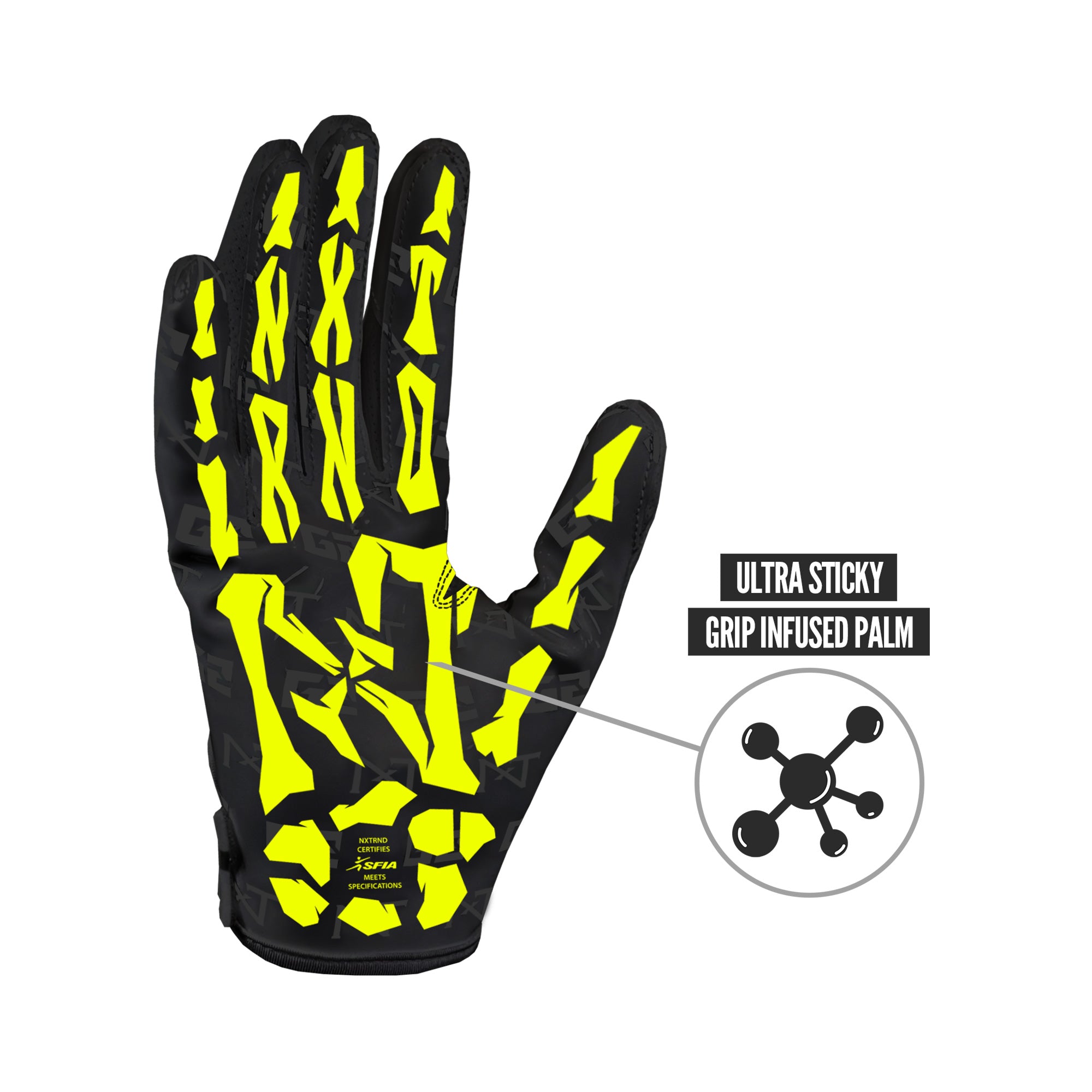 NXTRND G2® Pro Skeleton Football Gloves Black & Yellow