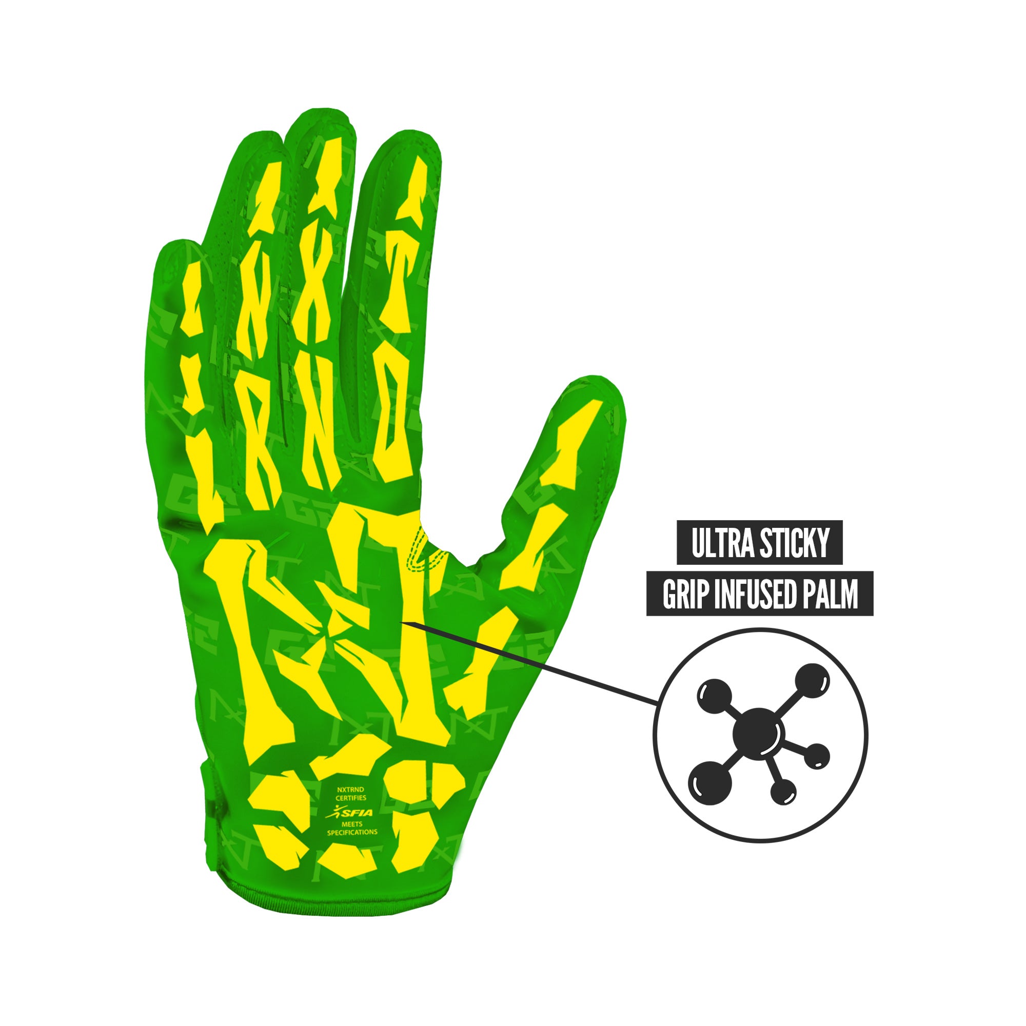 NXTRND G2® Pro Skeleton Football Gloves Green & Yellow