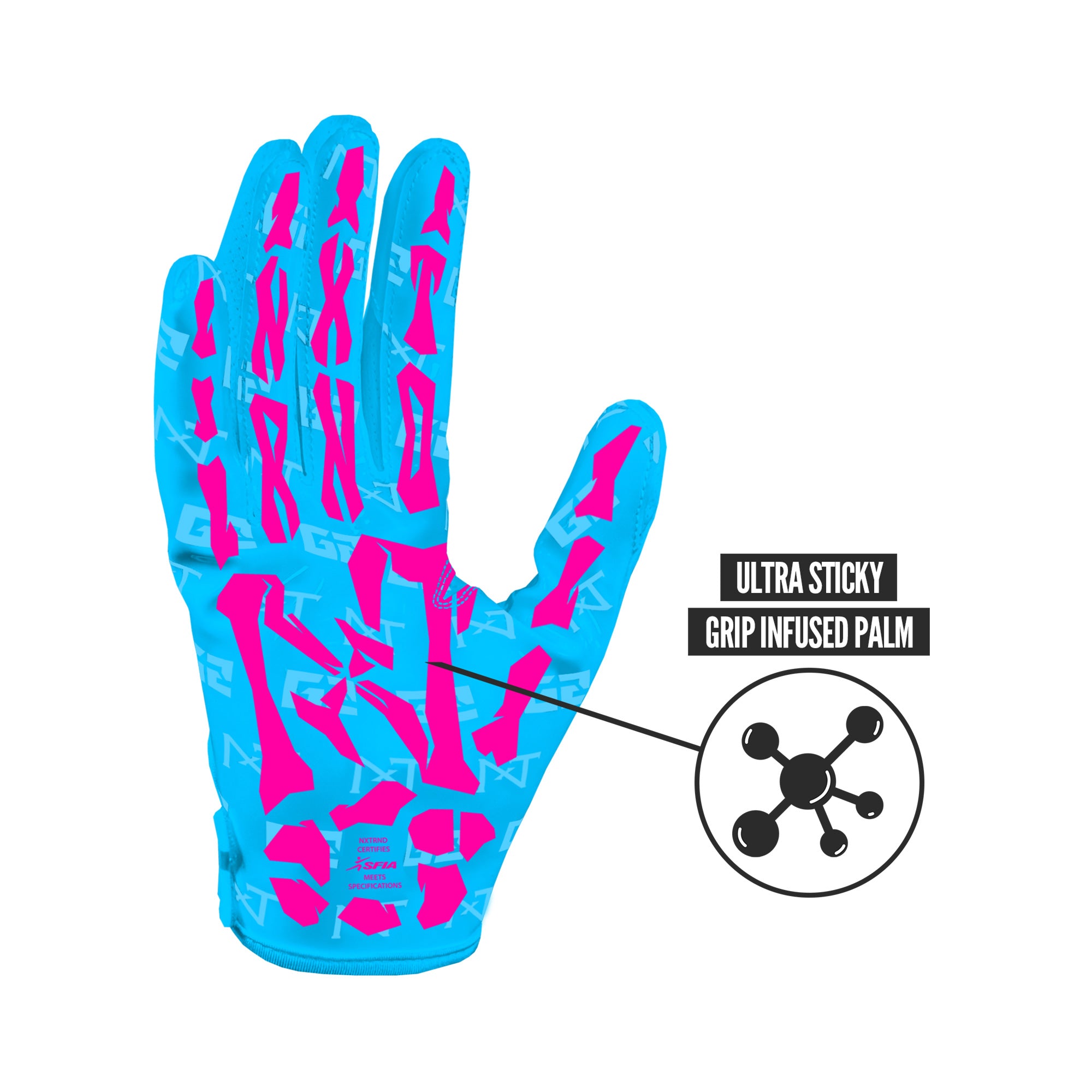 NXTRND G2® Pro Skeleton Football Gloves Neon Blue & Pink
