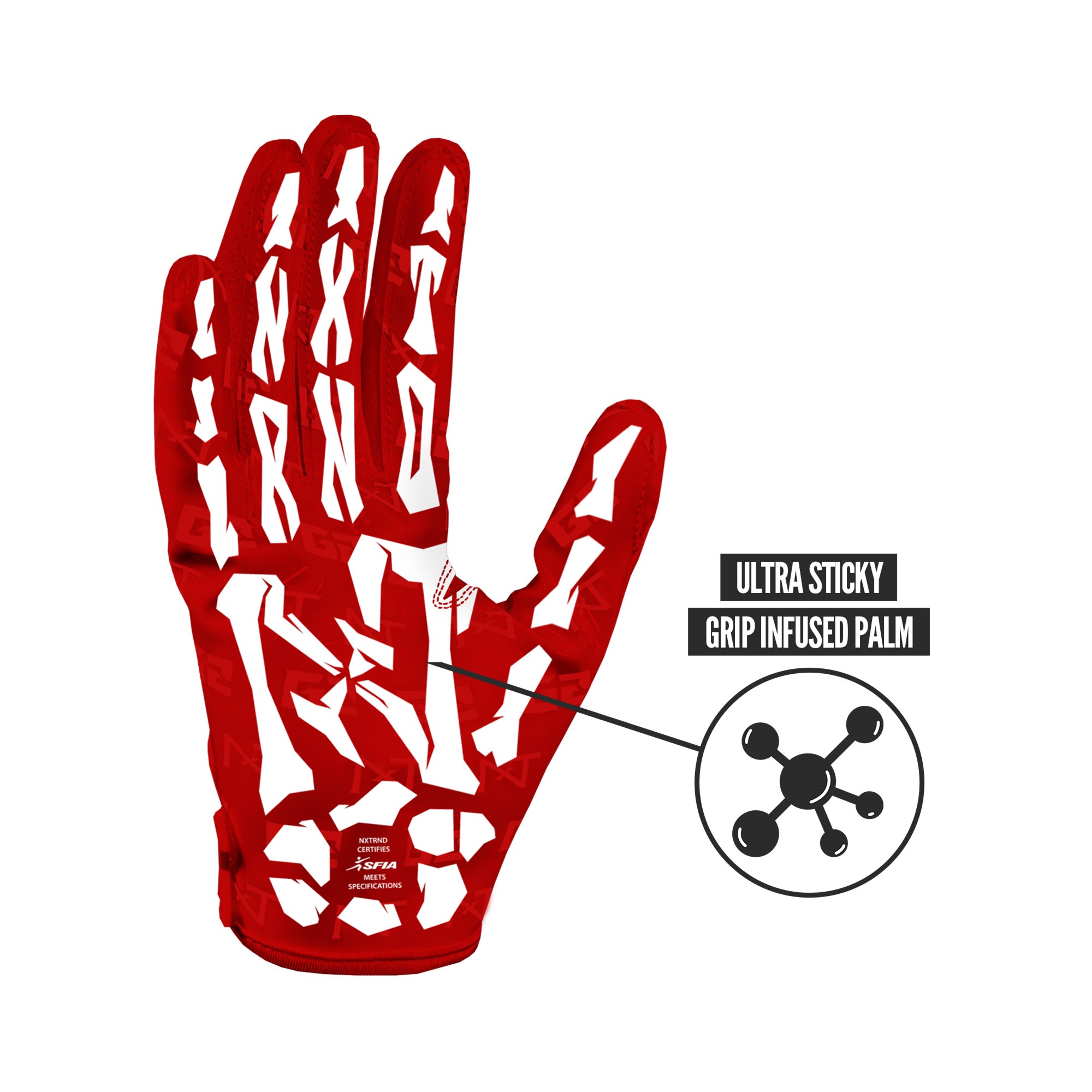 NXTRND G2® Pro Skeleton Football Gloves Red & White