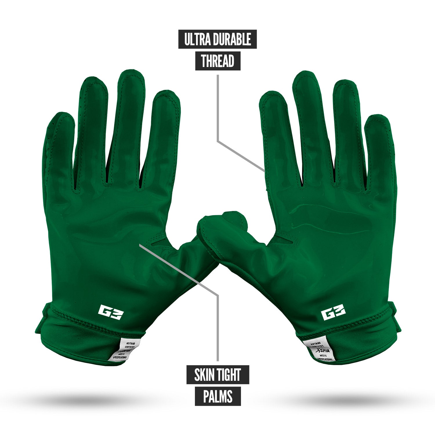 NXTRND G3® Padded Football Gloves Dark Green