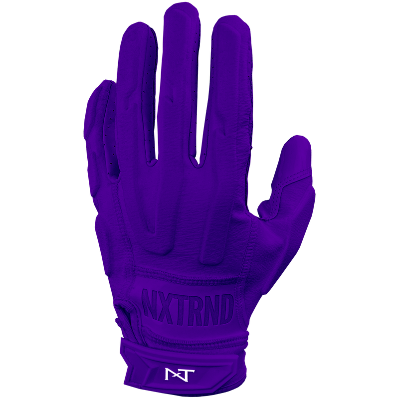 Purple and yellow football top gloves