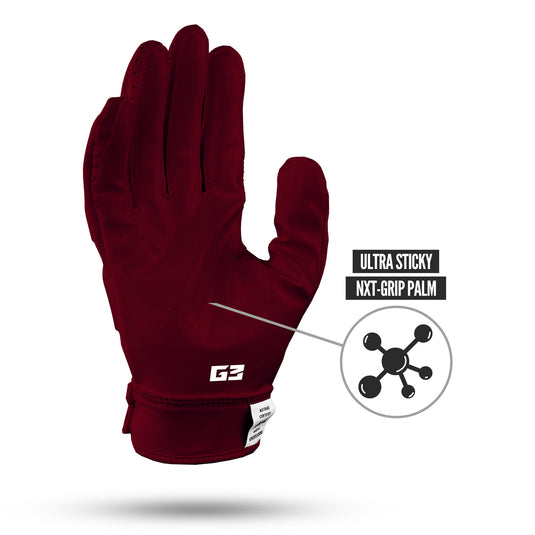 NXTRND G3® Padded Football Gloves Maroon