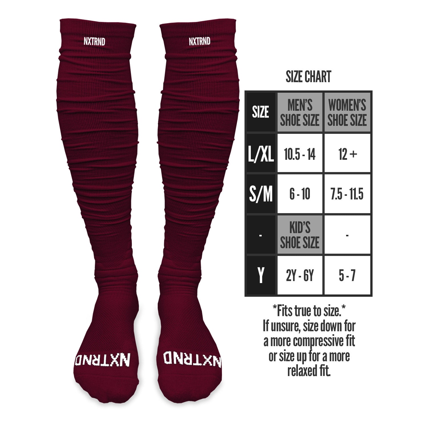 NXTRND XTD® Scrunch Football Socks Maroon