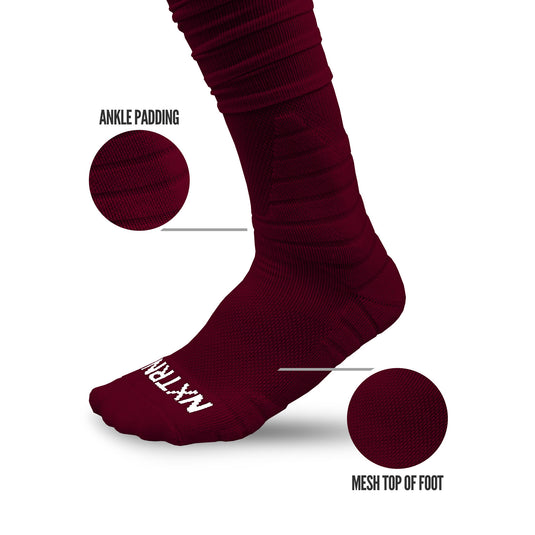 NXTRND XTD® Scrunch Football Socks Maroon