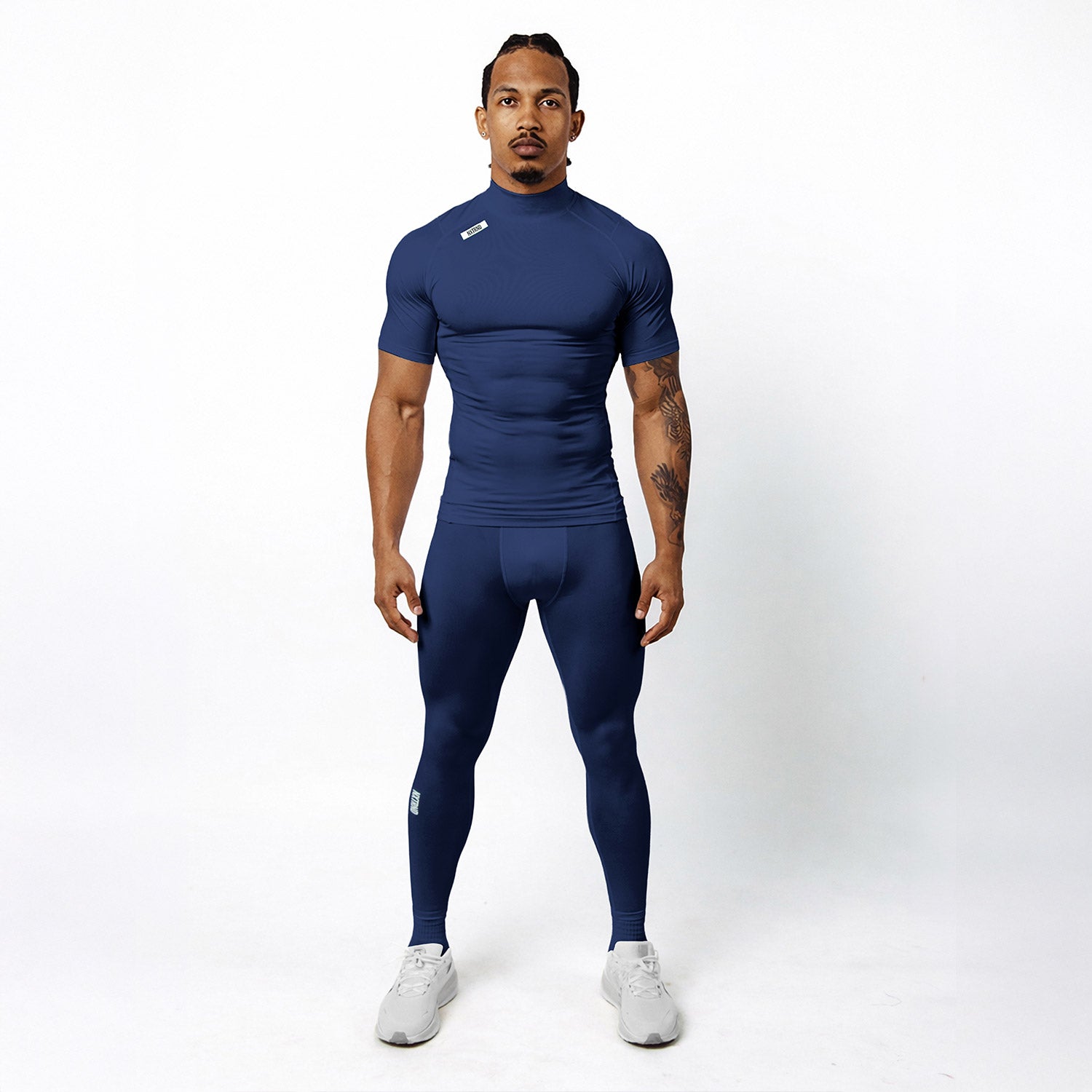 Nxtrnd Core Turtleneck Compression Short Sleeve Navy Blue