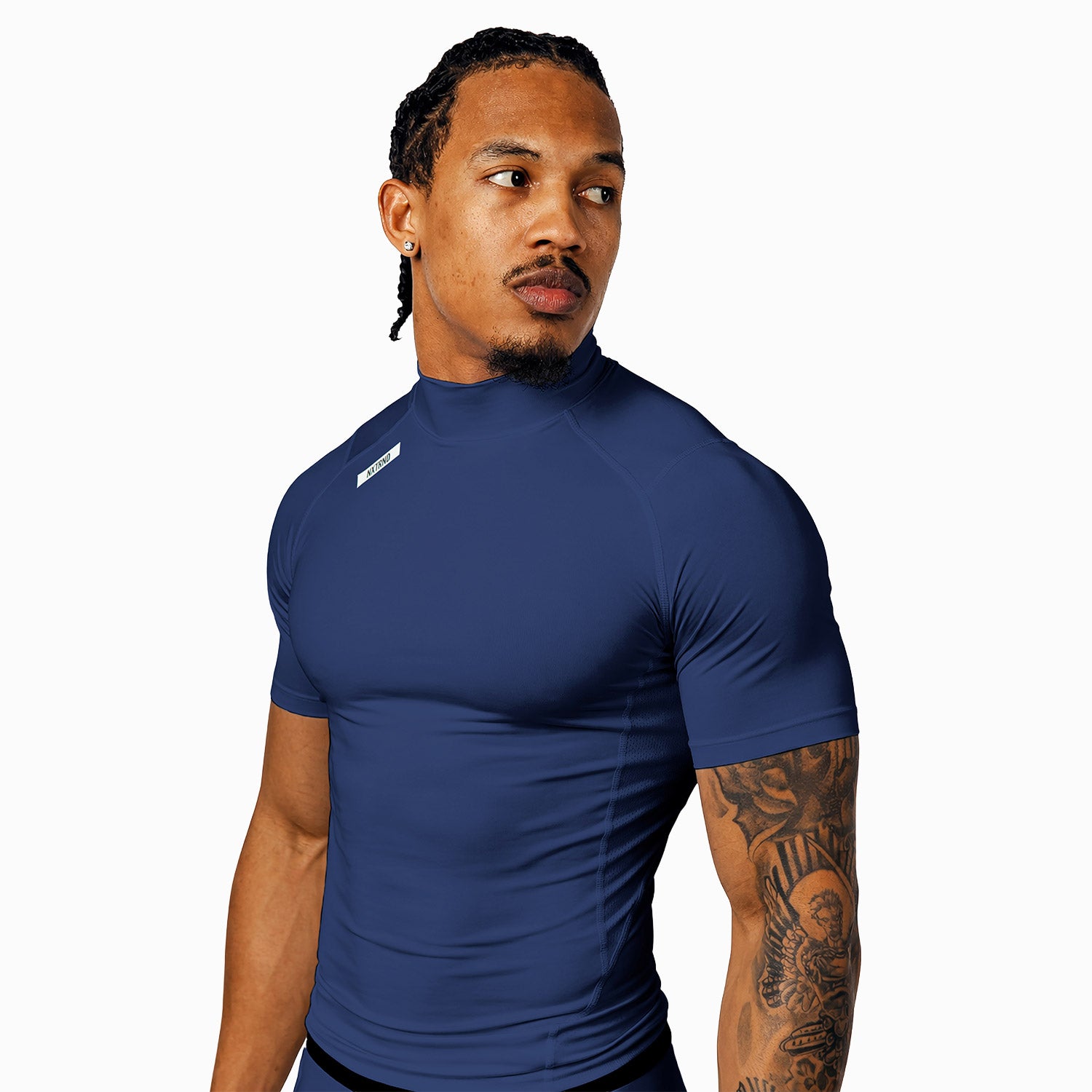 Nxtrnd Core Turtleneck Compression Short Sleeve Navy Blue