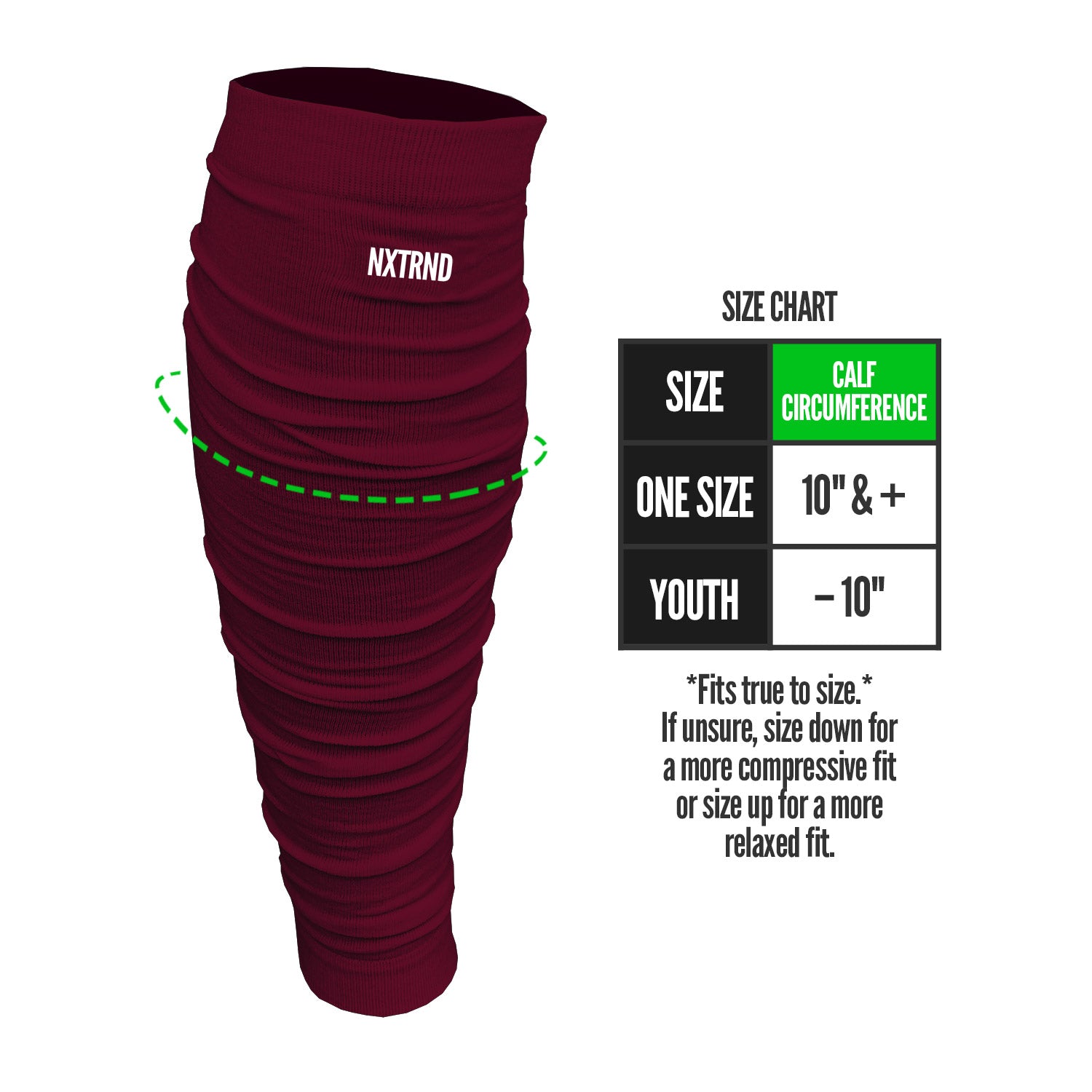 NXTRND Scrunch Football Leg Sleeves Maroon