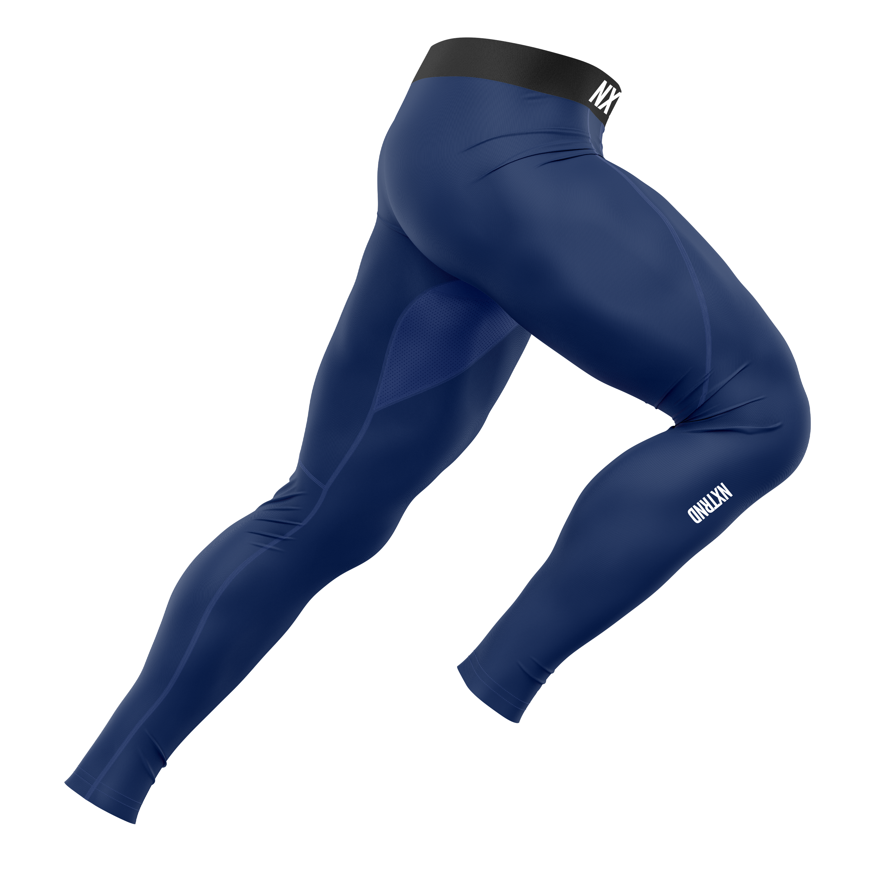 Core Tights Compression Pants Navy Blue Running Side View