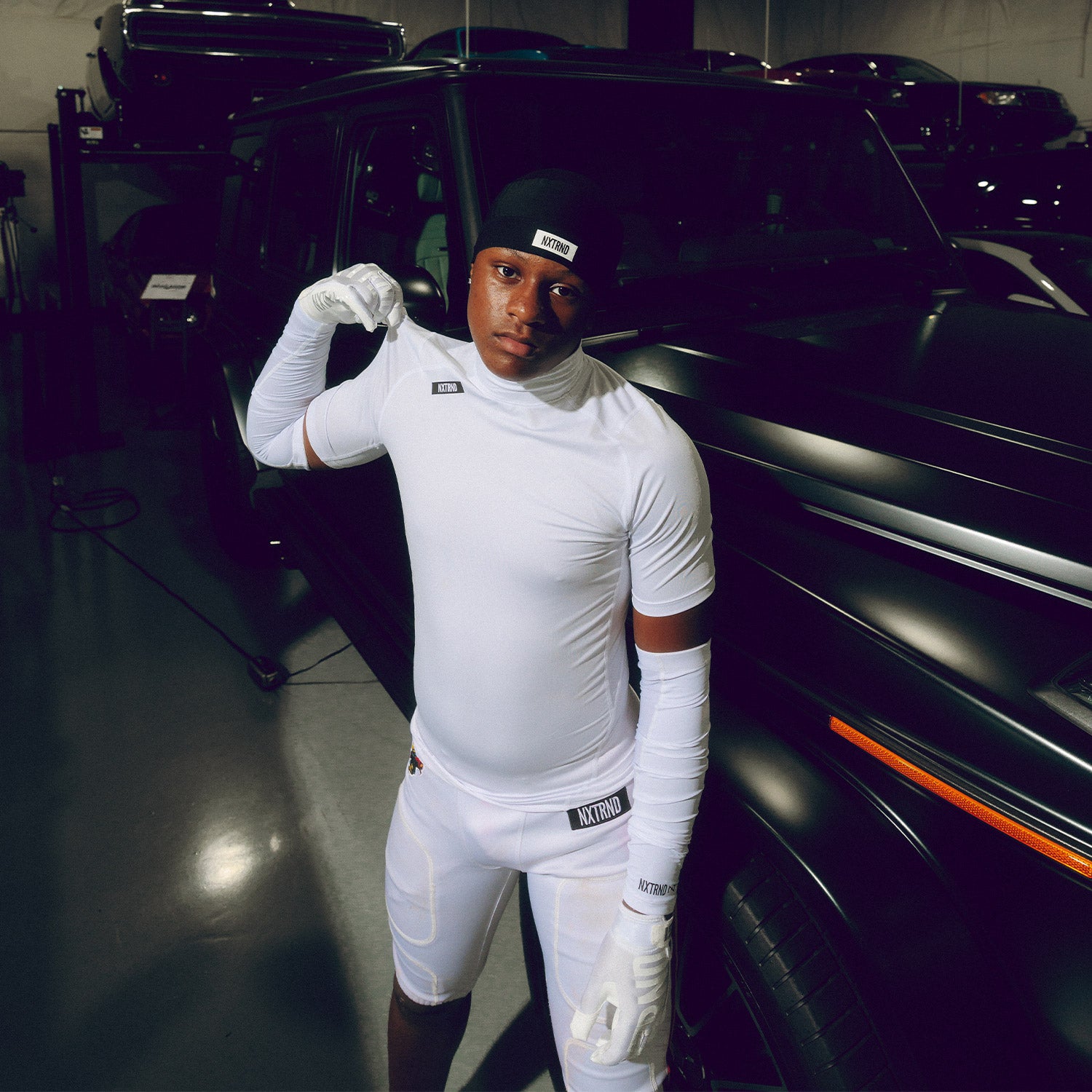 Nxtrnd Core Youth Turtleneck Compression Short Sleeve White