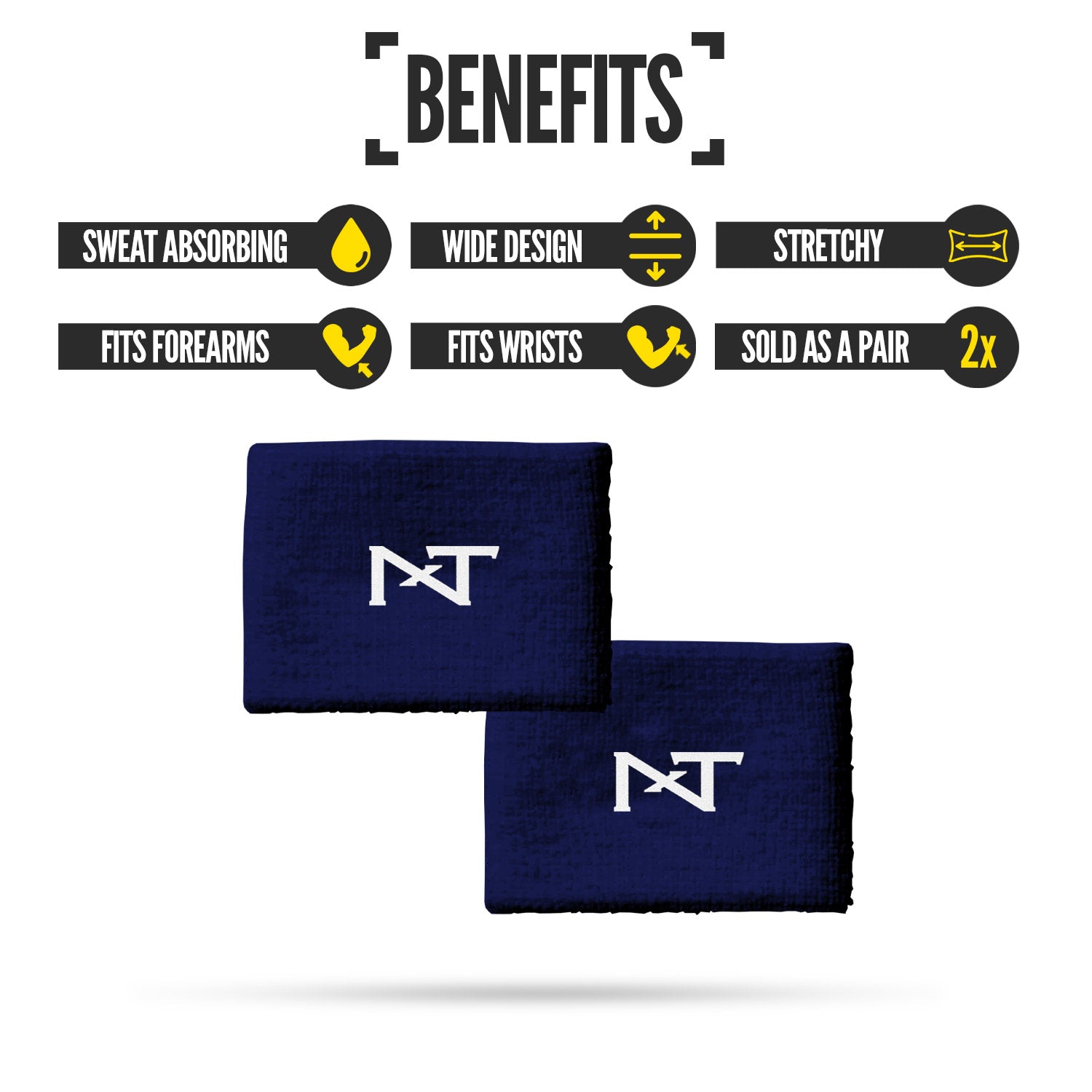 NXTRND Wrist Bands Navy Blue (1 Pair)