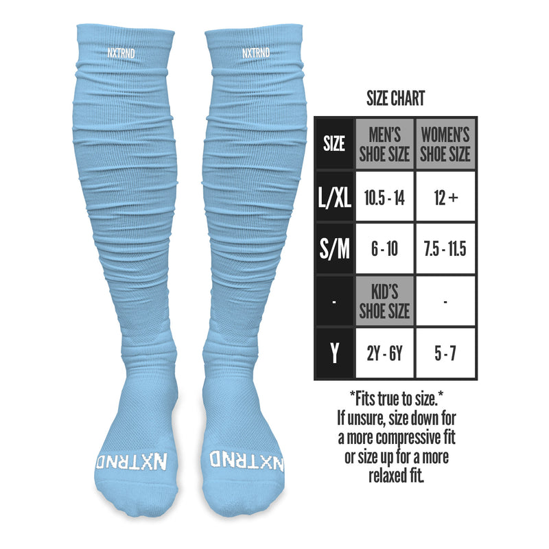 Load image into Gallery viewer, NXTRND XTD® Scrunch Football Socks Columbia Blue
