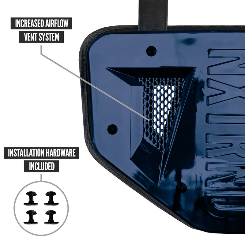 Load image into Gallery viewer, NXTRND B-PLATE™ Football Back Plate Chrome Navy Blue
