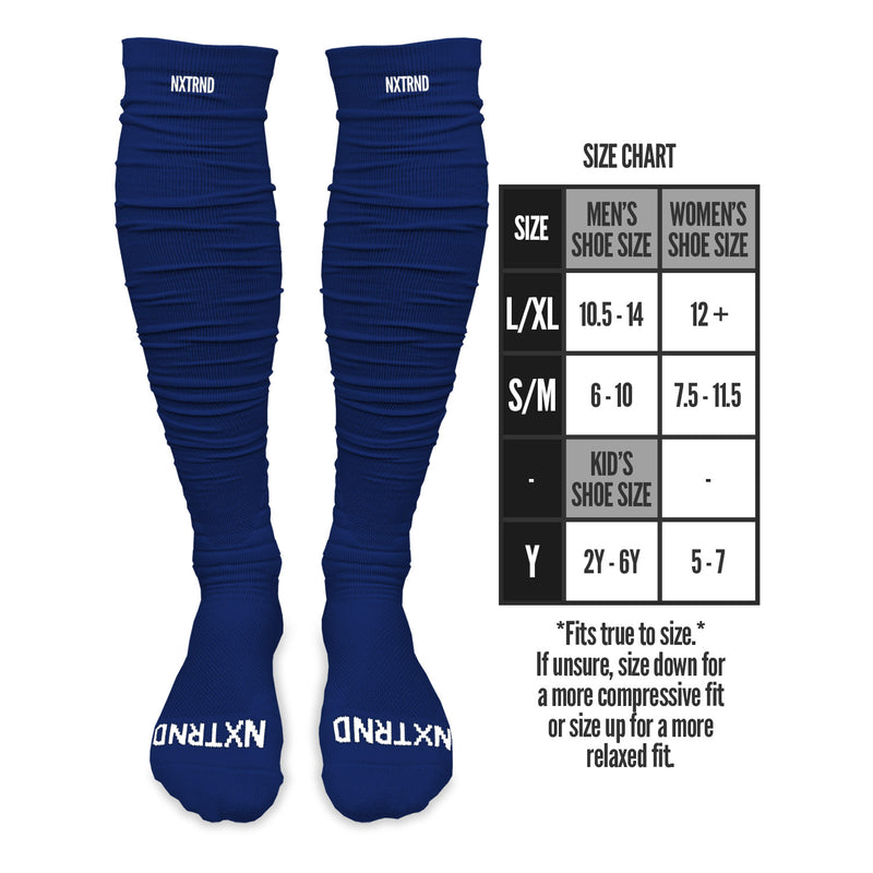 Load image into Gallery viewer, NXTRND XTD® Scrunch Football Socks Navy Blue
