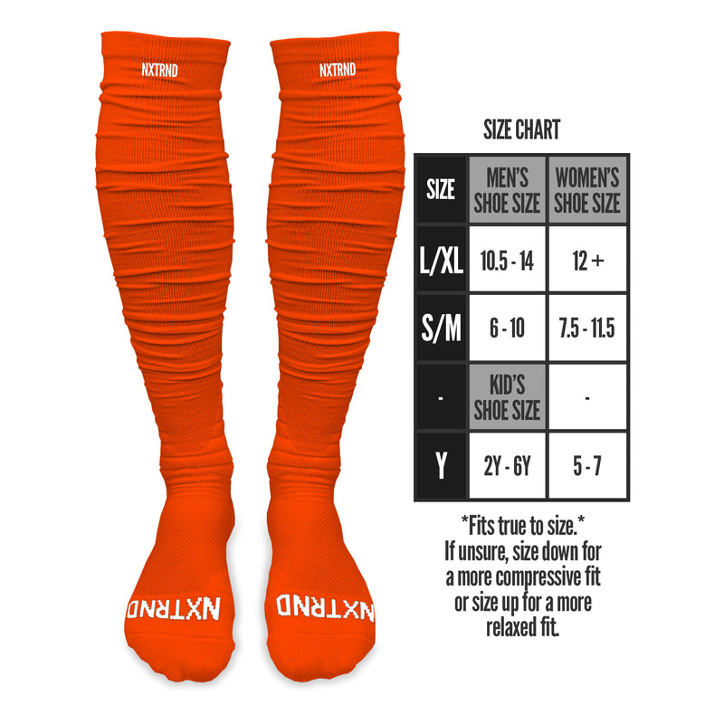 Load image into Gallery viewer, NXTRND XTD® Scrunch Football Socks Orange
