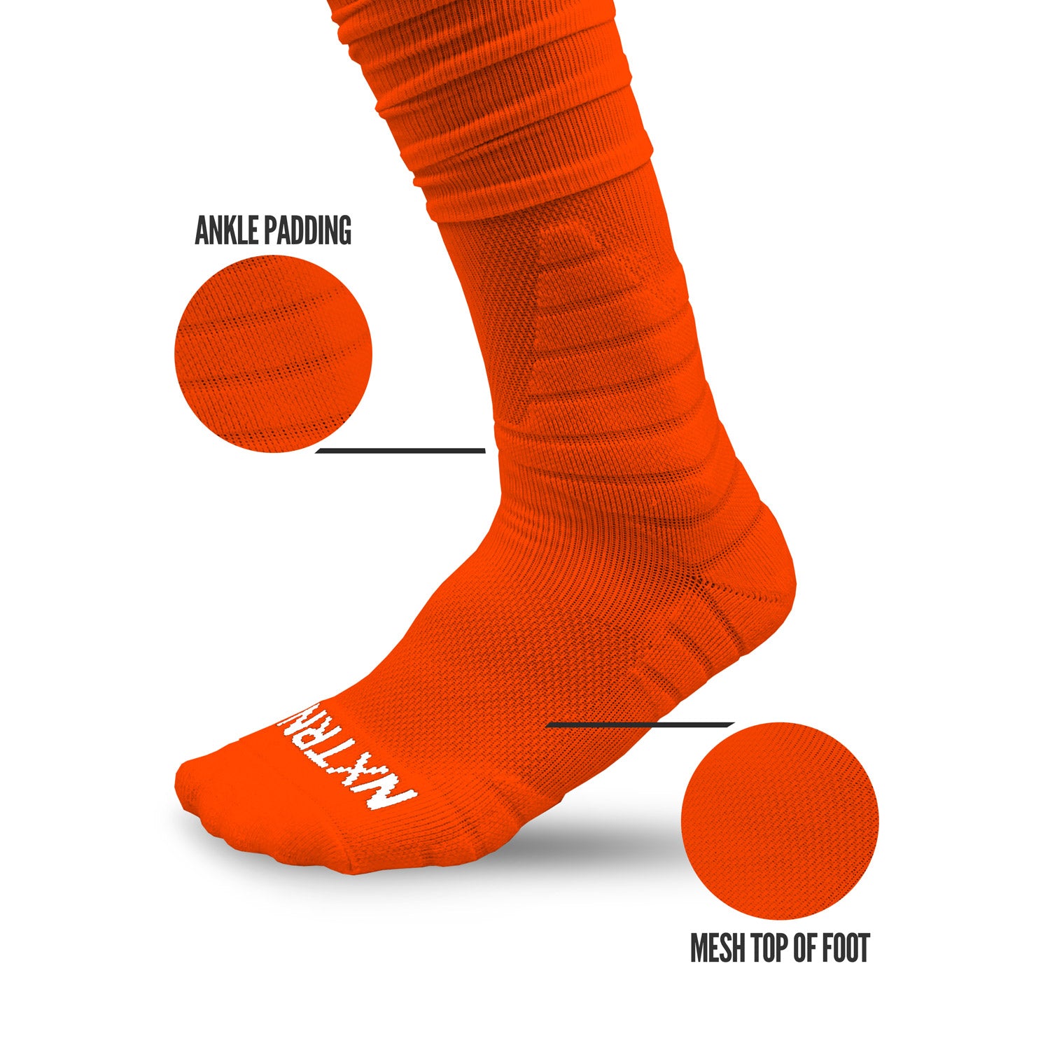 Nxtrnd XTD Scrunch Football Socks Orange Orange L XL Men s 10.5 14