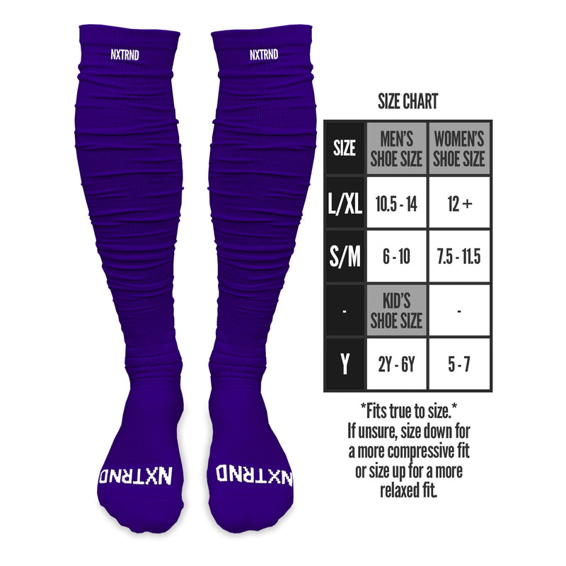 Load image into Gallery viewer, NXTRND XTD® Scrunch Football Socks Purple
