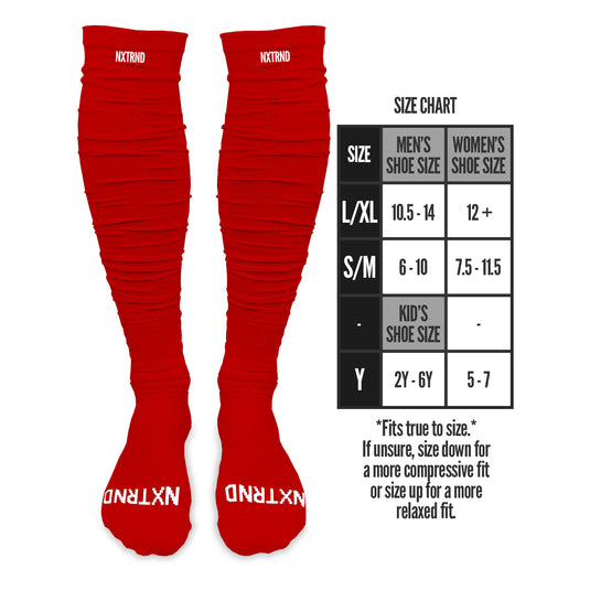 NXTRND XTD® Scrunch Football Socks Red